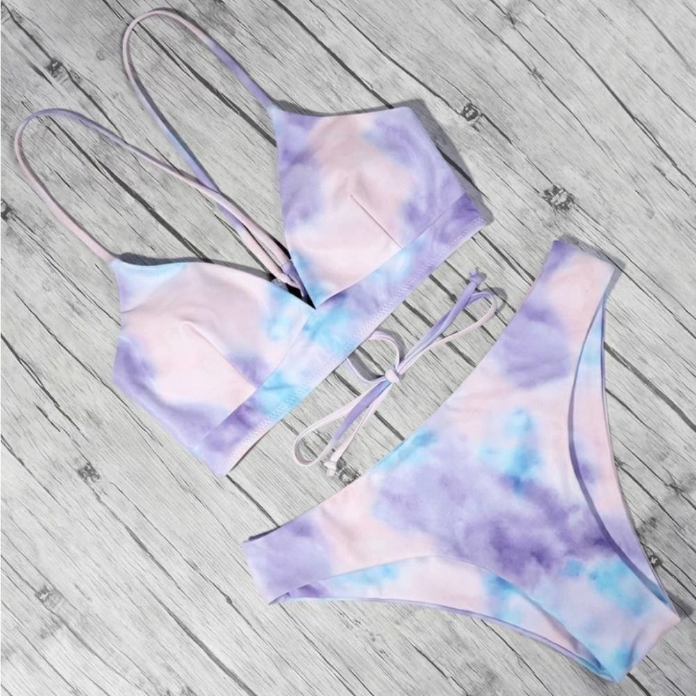 Tie Dye Racerback Corset Back Bikini L